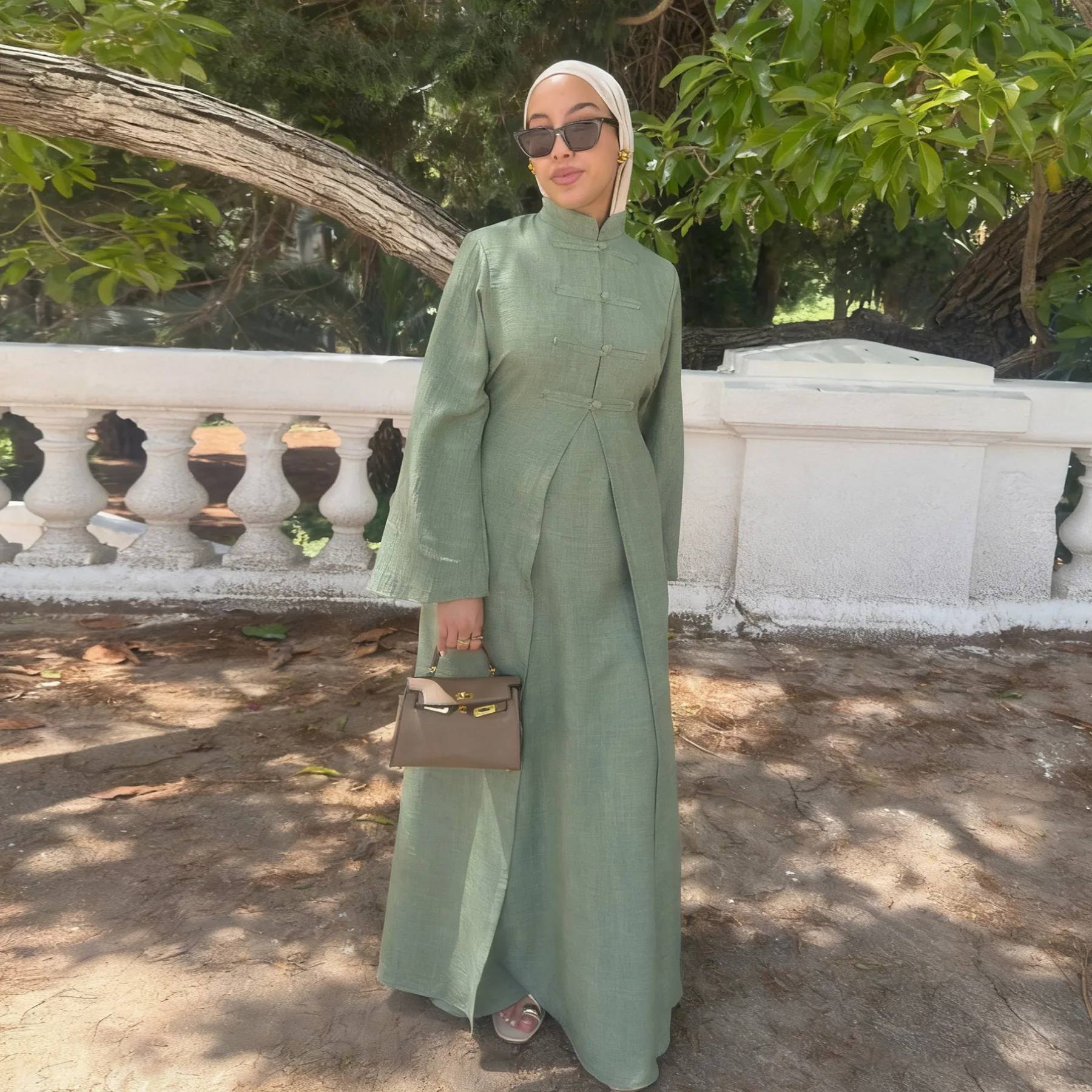 Eid Abaya abierta de 2 piezas con vestido interior conjunto moda musulmana ropa islámica para mujeres Abayas Dubai bata caftán marroquí de lujo