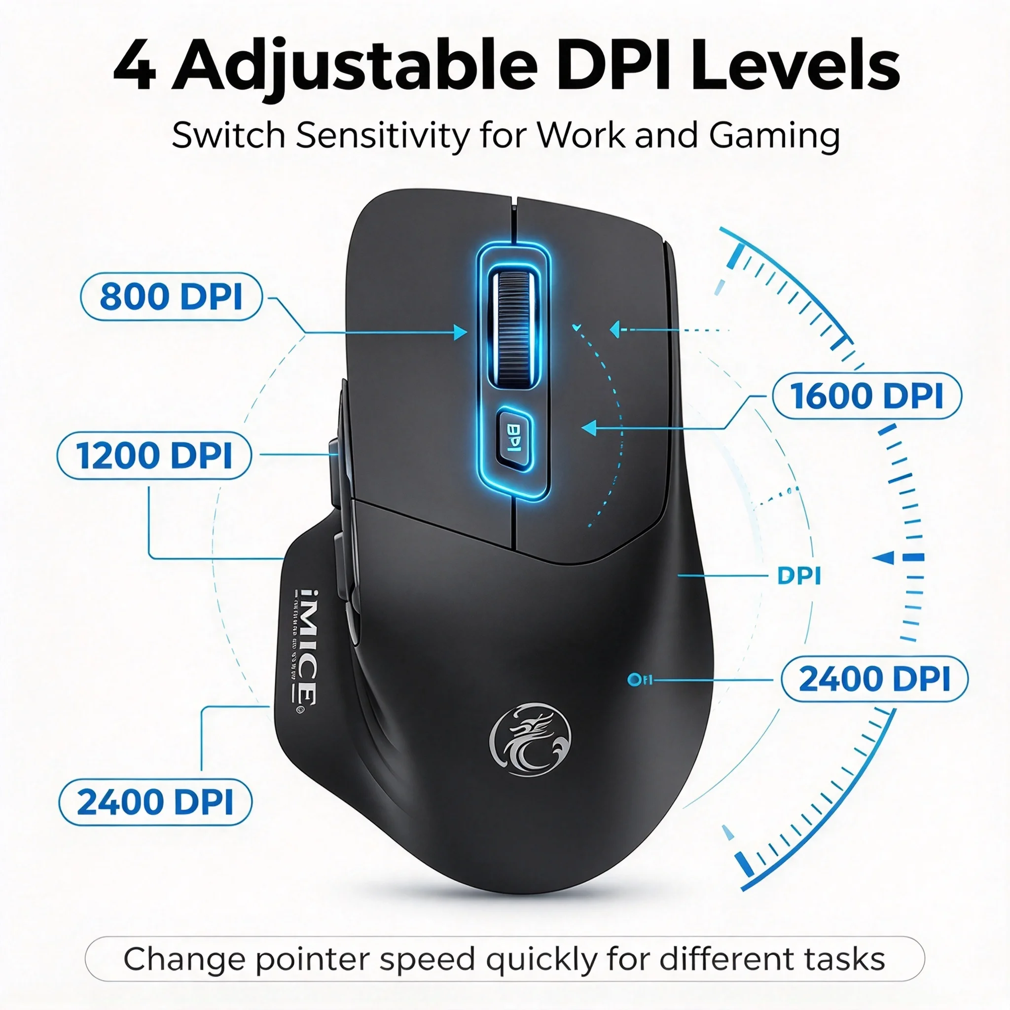 2.4G Bluetooth Wireless Dual-Mode Optical Rechargeable Mouse Ergonomic Design Office Slient Mouse For PC Computer Laptop Tablet