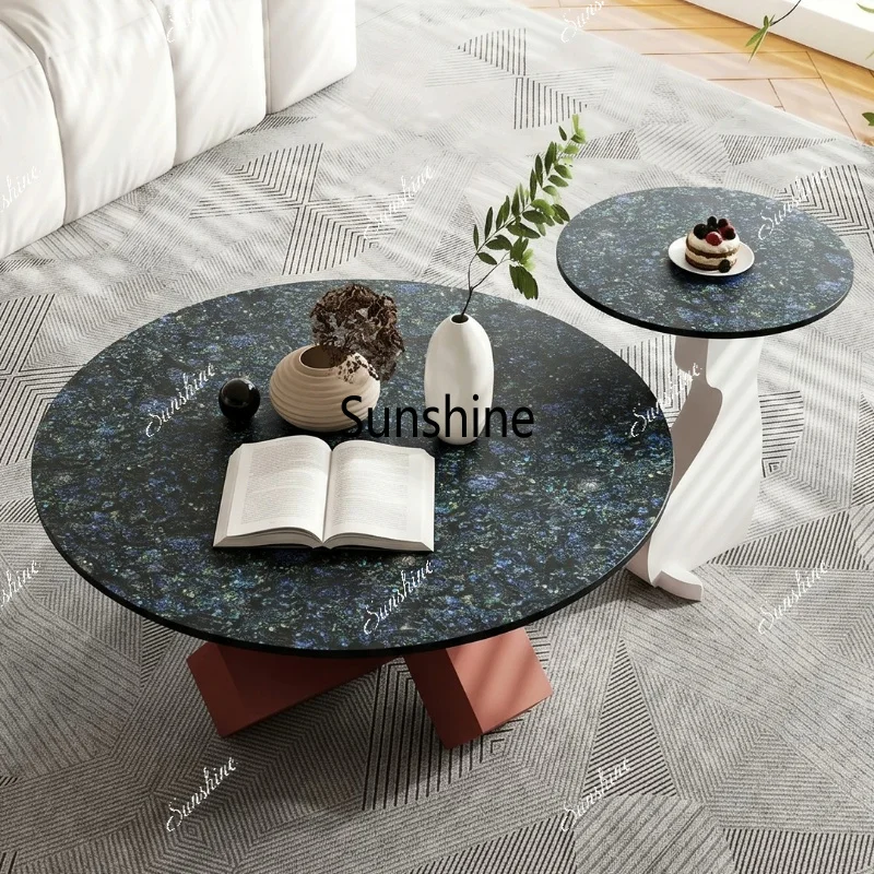 Modern minimalist combination shell pattern art special-shaped round table