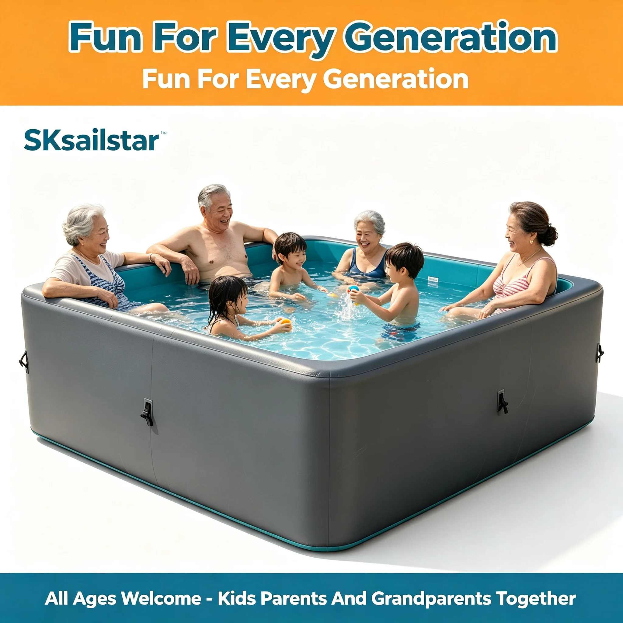 Deep Size Rectangular Drop Stitch Inflatable Pool Freestanding Outdoor Garden Pool for Adults Swimming Family Entertainment