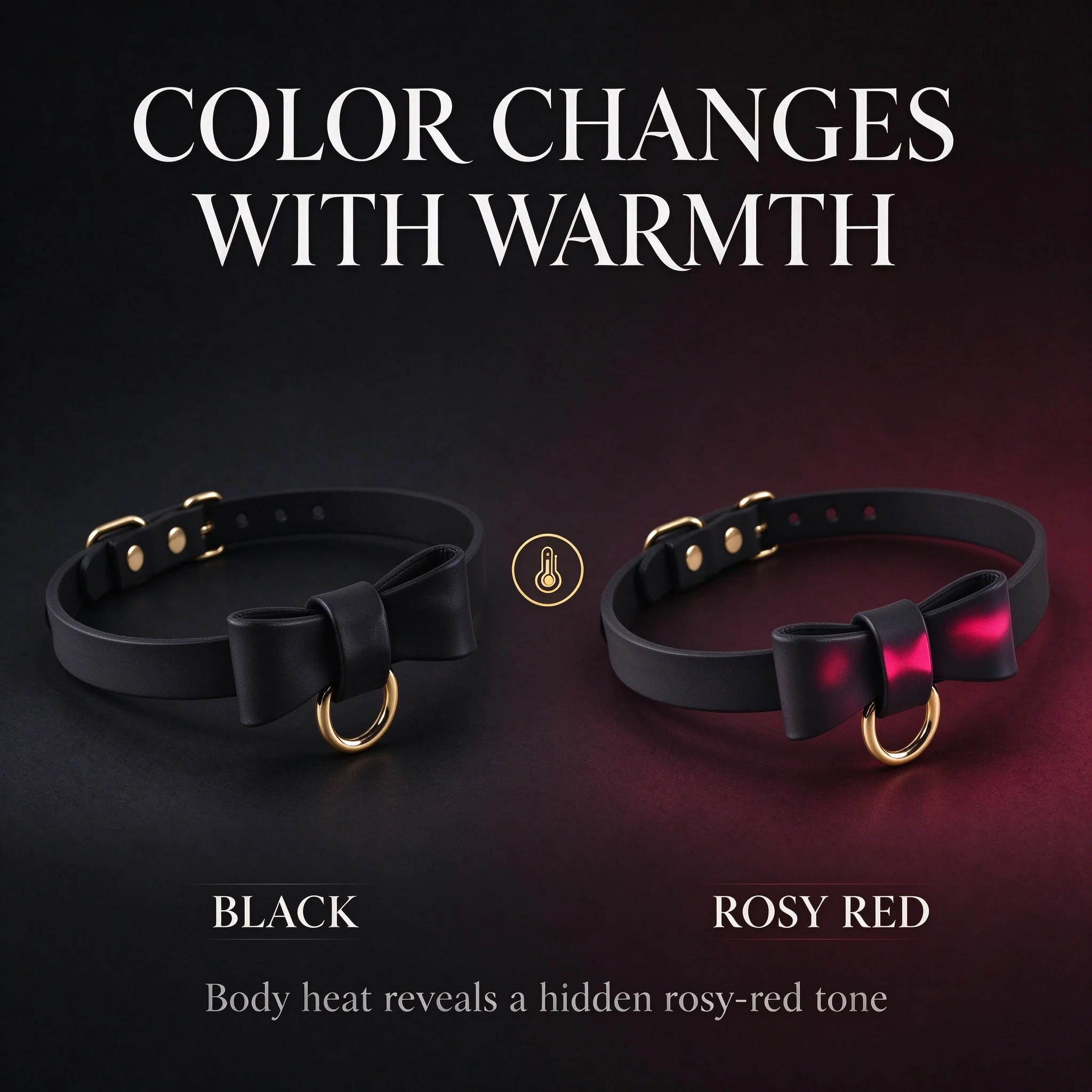 Thermal Color Changing Choker Set Bow Snake Bat Wing PU Leather Gothic Necklace Gold Chain Adjustable Buckle Cosplay Gift 2