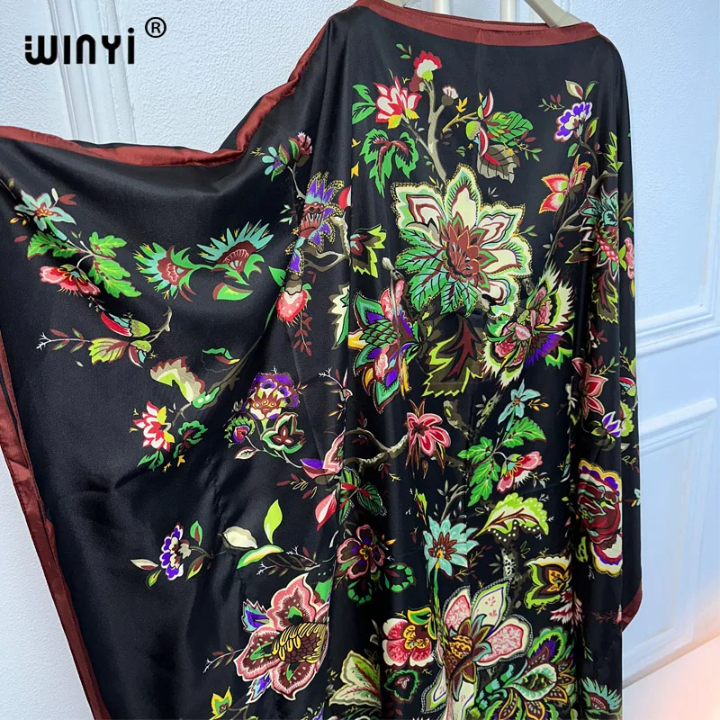 WINYI-ropa africana de alta calidad para mujer, caftán con estampado bohemio, abaya, dubai, vestido africano musulmán de lujo, talla única