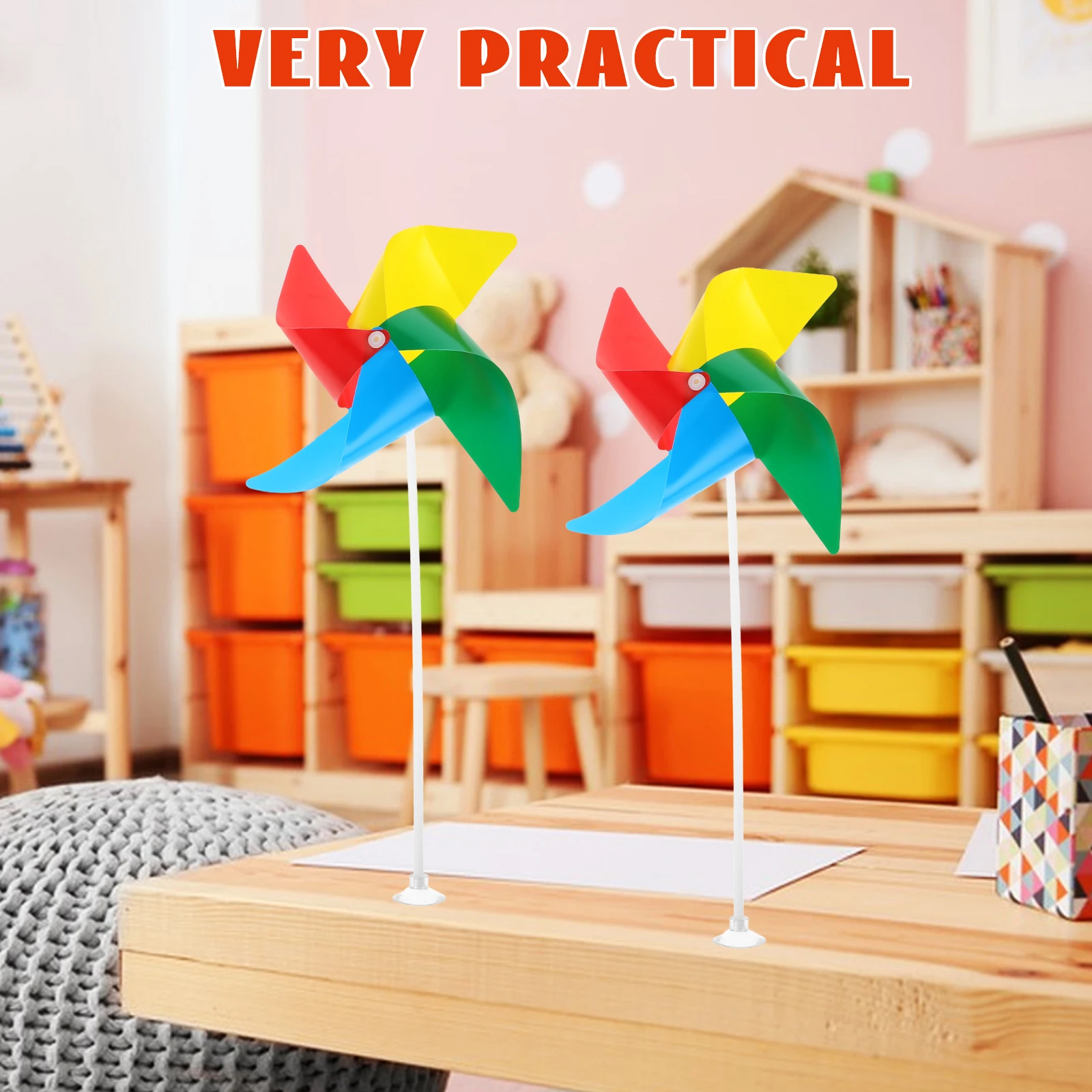 

10pcs Colorful Windmill Decoration for Classroom Garden Kindergarten Outdoor Festive Pinwheel Plastic Desk Insert Bulk