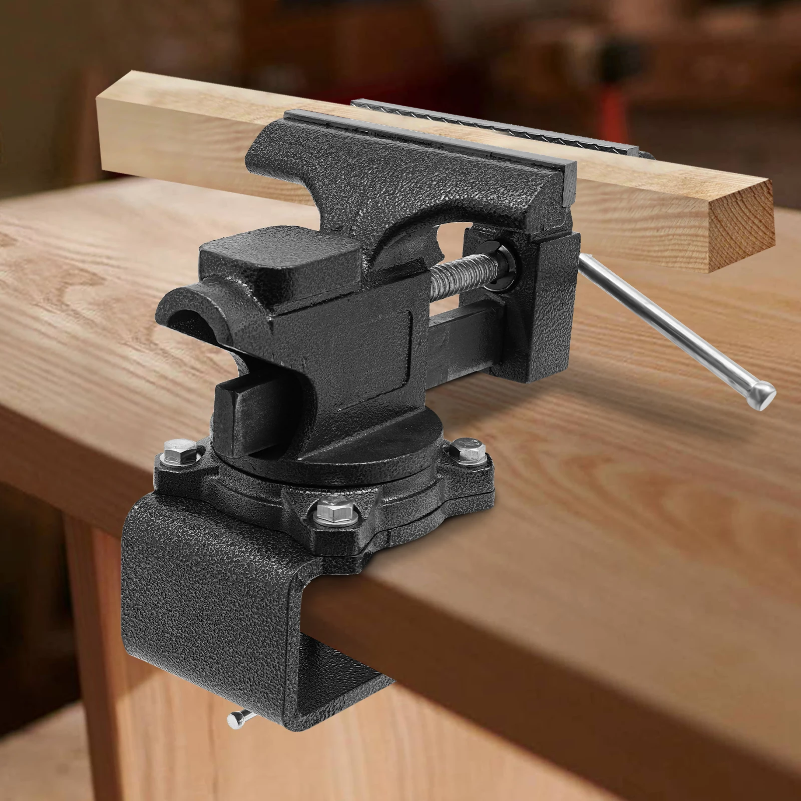 Multi-Purpose Heavy Duty Bench Vise Corrosion Resistance Table Vise for Workbench 2-In-1 Installation With Fixing Holes