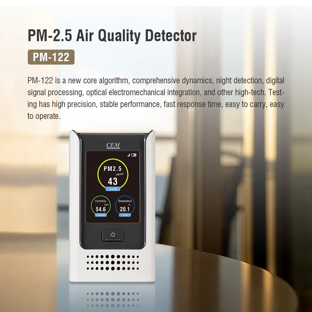 CEM  PM-122 PM2.5  Portable Air  Quality  Detector Monitoring  PM2.5/PM10  With  Indoor  Air Pollution Particle Counter