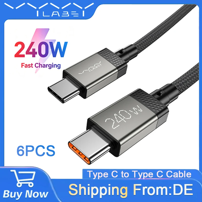 Vyvylabs 240W 6-teiliges USB-C-auf-USB-C-Kabel PD3.1 Schnellladekabel für MacBook iPhone 17 16 15 Samsung Xiaomi