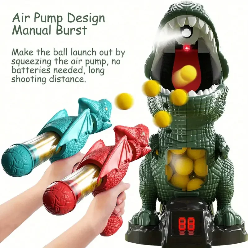 Pistolet jouet de tir dinosaure, catapulte EVA pour enfants, pistolet à balle souple, aérodynamique en plastique, jouet créatif