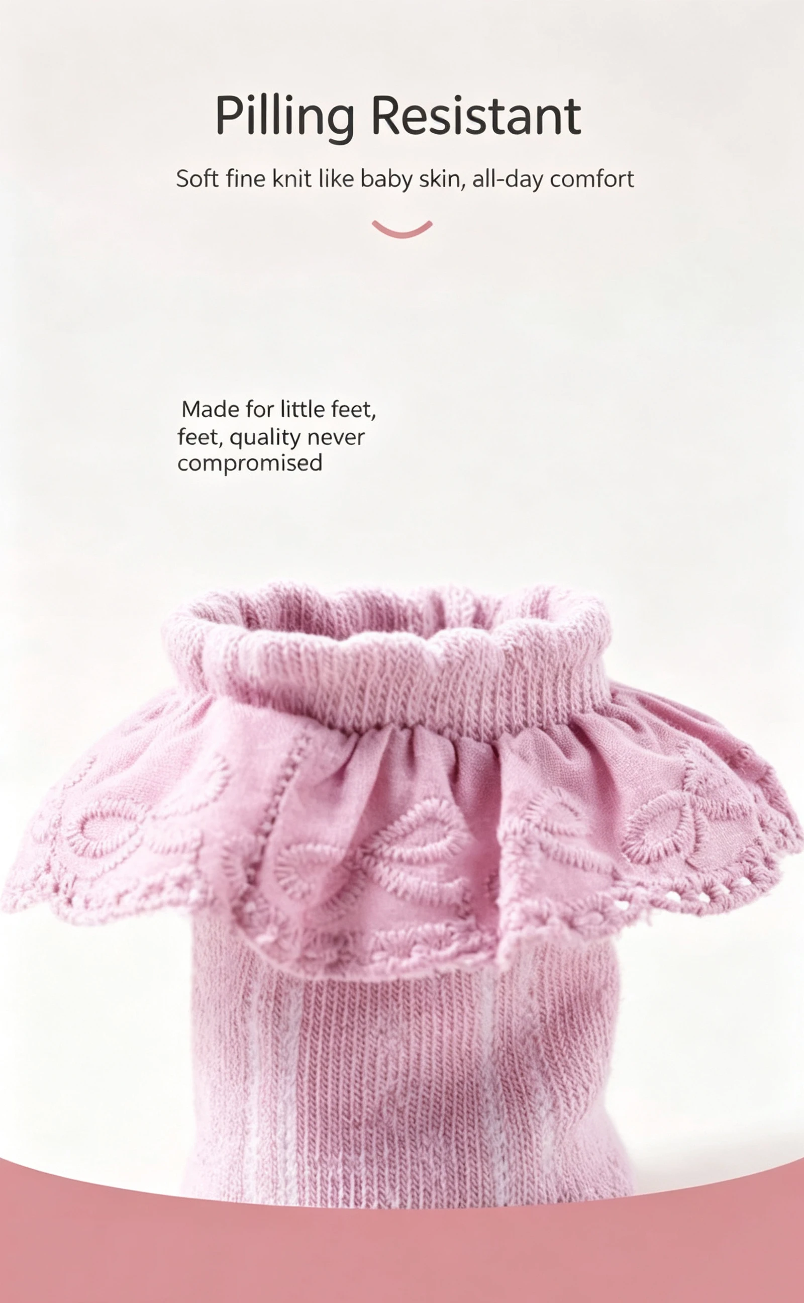 Kinder-Rüschen-Söckchen, Ganzjahres-Prinzessinnen-Socken mit weicher, dehnbarer, nicht eng anliegender Manschette für Mädchenkleider und Mary-Jane-Schuhe – Detail 1
