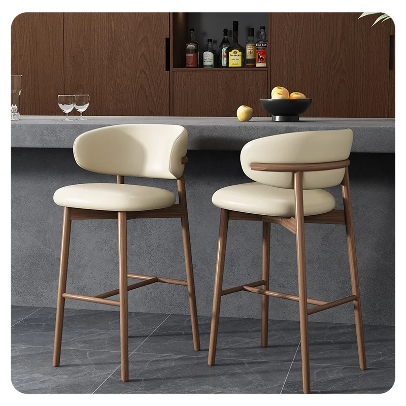

Ergonomic Designer Model Scandinavian Series Solid Wood Light Luxury High Bar Chair