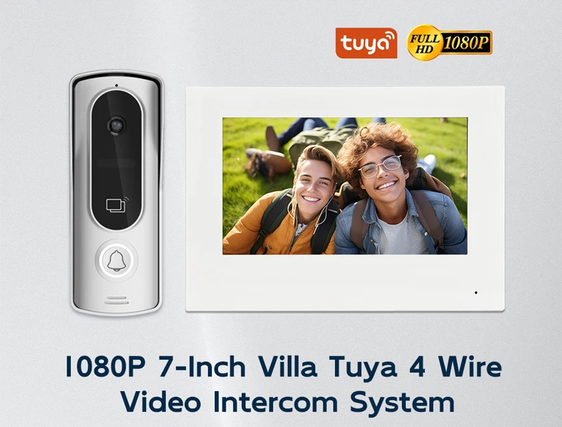 Tuya app 7 Polegada ips wifi vídeo porteiro telefone da porta de segurança em casa visor swipe cartão visual campainha 120 graus câmera da porta