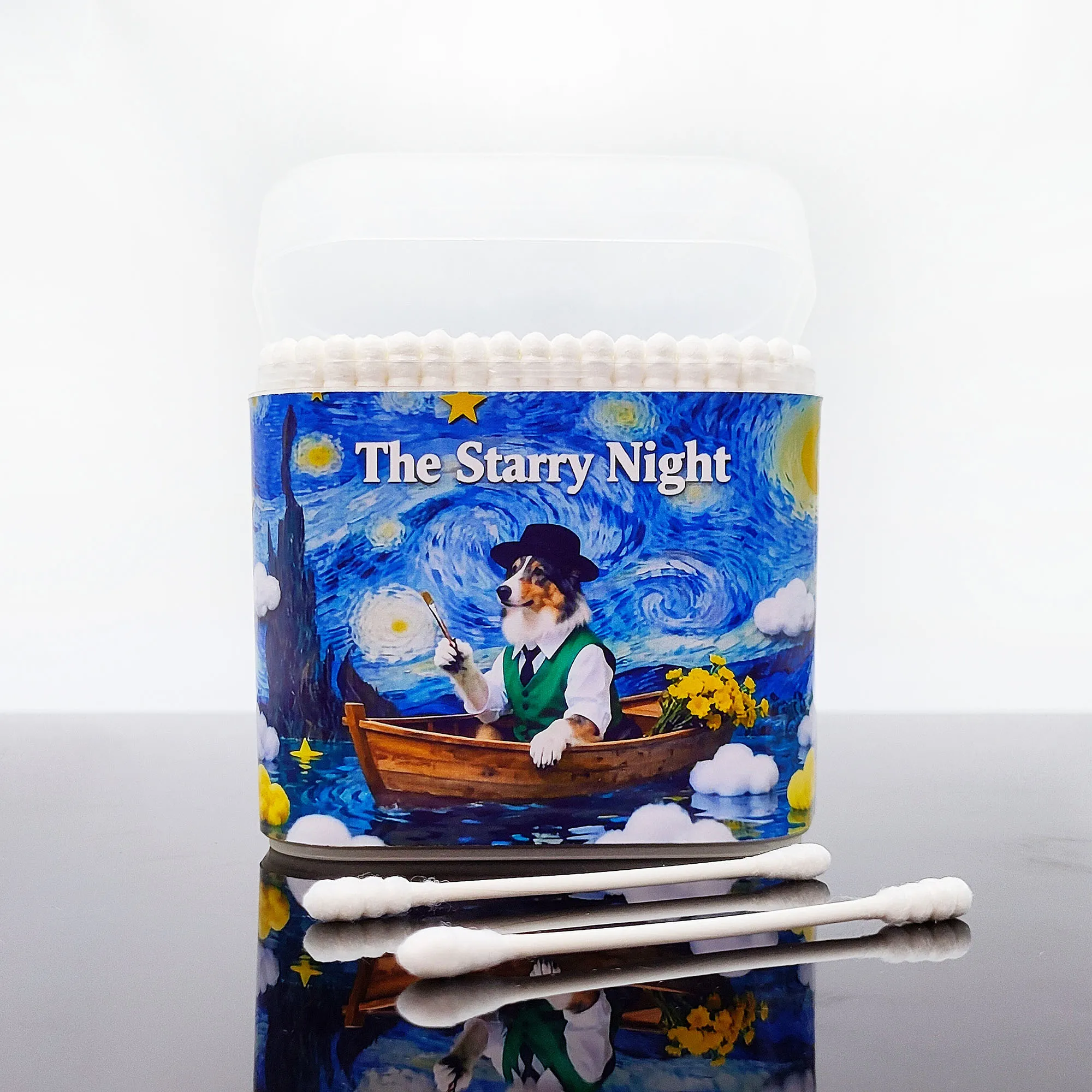 200 قطعة من أعواد القطن ذات طابع حيواني، أعواد قطنية مبتكرة مرصعة بالنجوم، متعددة الوظائف برأسين، عصا أعواد قطنية مستديرة حلزونية. #1