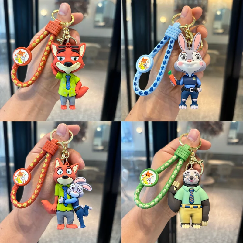

Disney Zootopia Keychain Cartoon Couple Keyring Pendant Student Backpack Ornament Fashion Car Key Chain Decoration Accessories