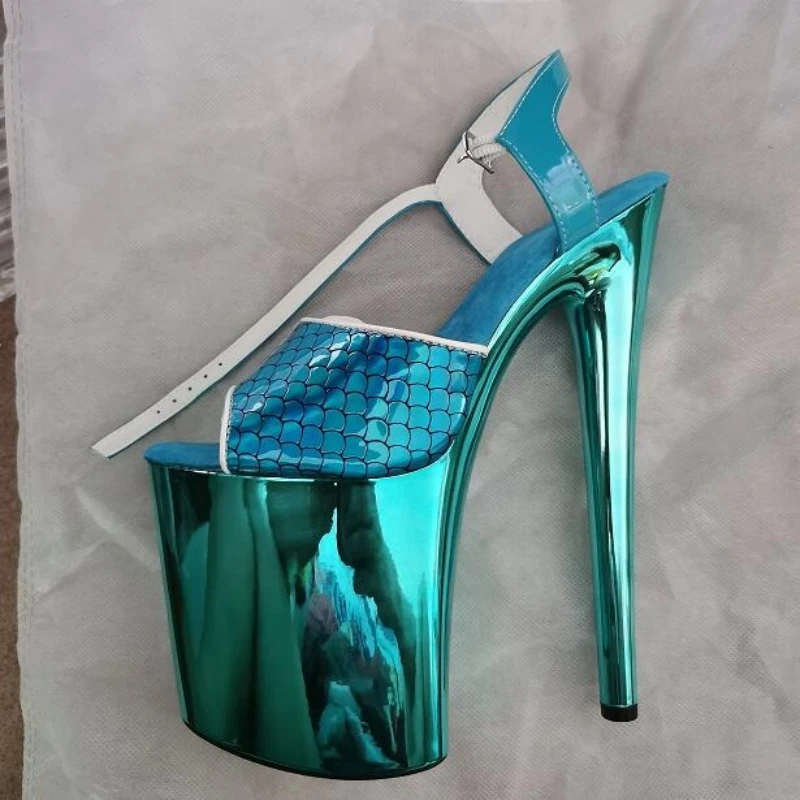 Fashion Women's Shoes 20CM Thin High Heels Stilettos Summer Open Toe Sandals Waterproof Platform Catwalk Shows Buckle Pumps