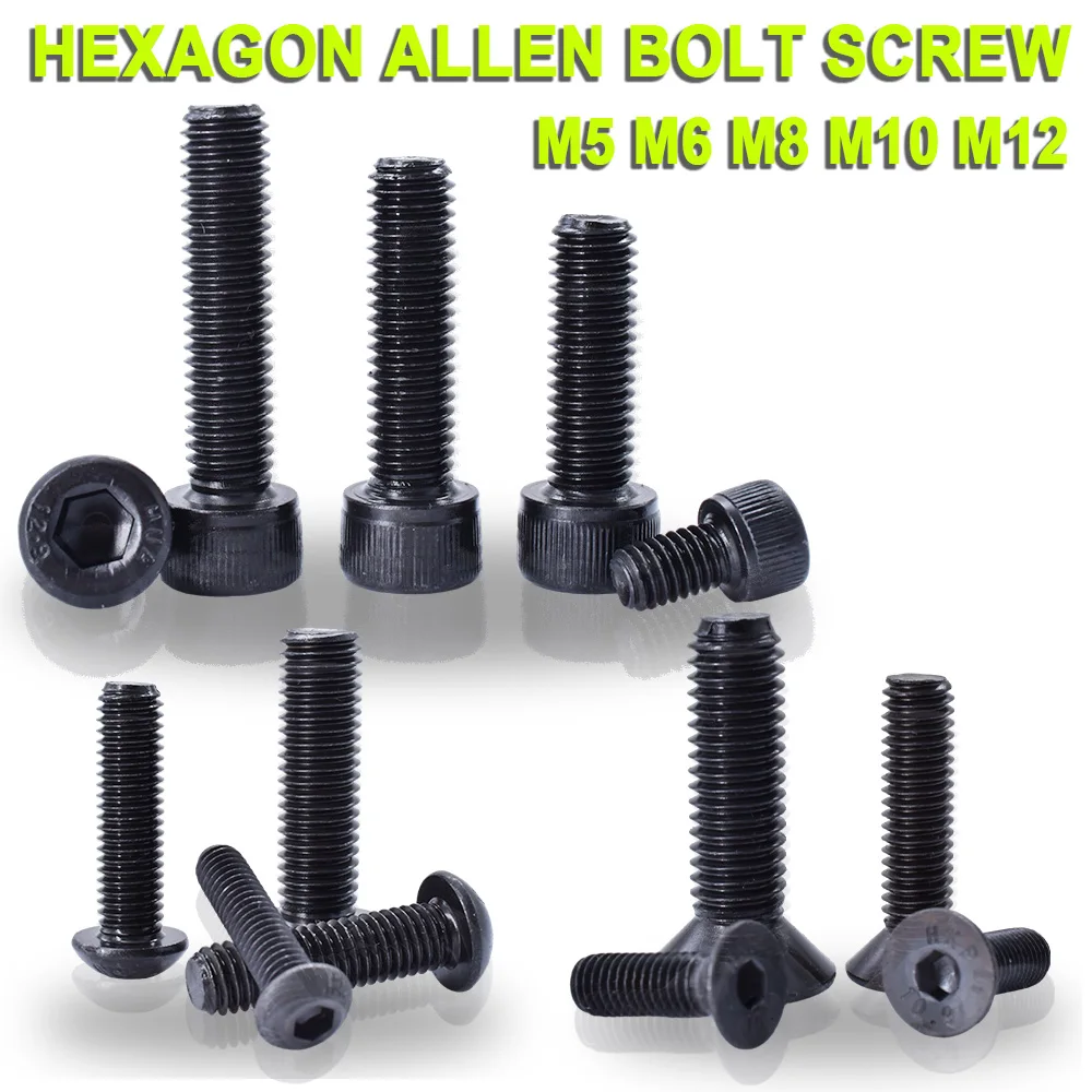 M2 M2.5 M3 M4 M5 M6 M8 Hexagon Allen Bolt Screw Carbon Steel Grade 10.9  Motorcyclescrew Length 4-20mm for Vehicle Manufacturing