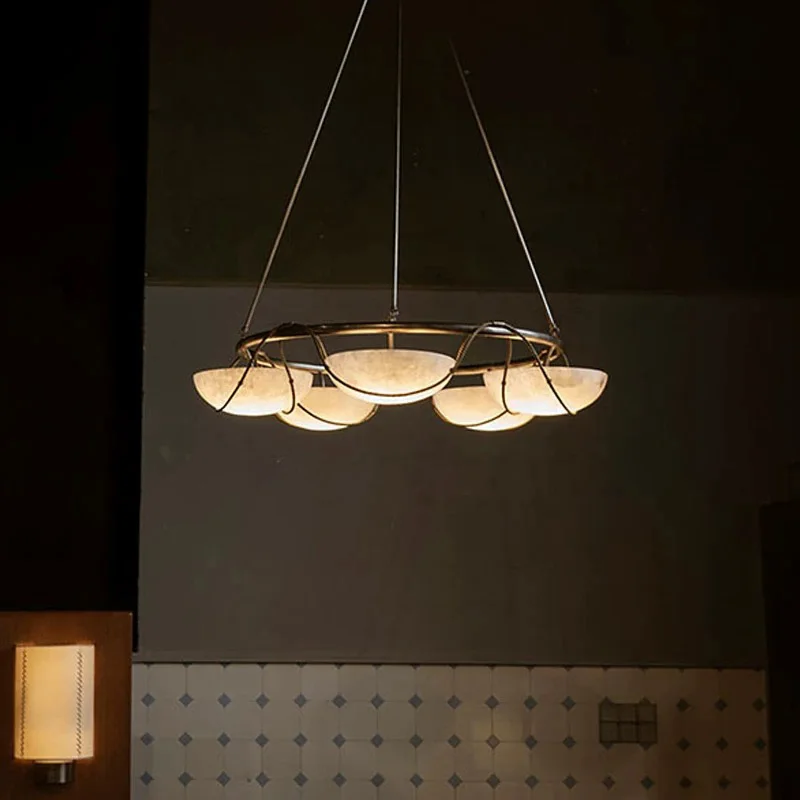 

Итальянская черная круглая люстра, латунь и стекло, диммируемый подвесной светильник для столовой, декор для потолков