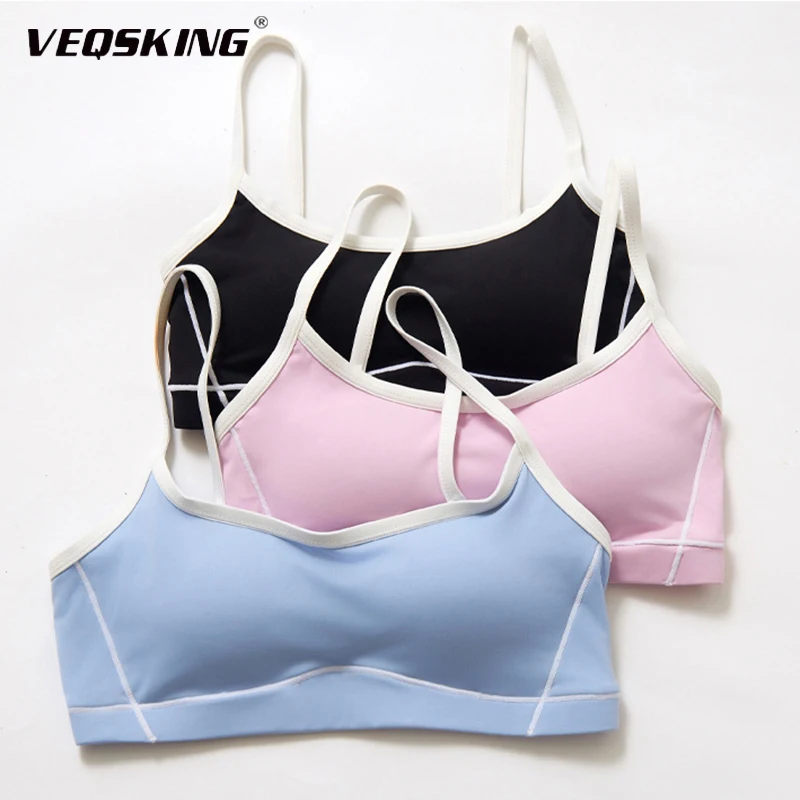 

VEQSKING Women's Sports Beauty Back Yoga Bra, Detachable Straps,Contrasting Color Tight Quick Drying Breathable Yoga Fitness Bra