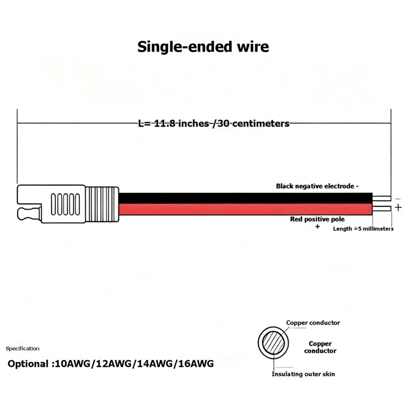 10AWG Pure Copper SAE Quick Disconnect Battery Cable, 4 Pack Standard Polarity Connectors for Solar & Battery Chargers [-Retail]