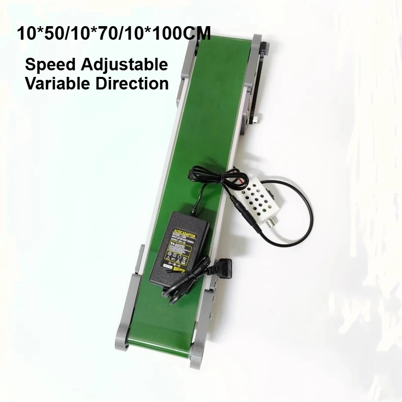 Adjust Speed Motor Electric Conveyor Belt Variable Direction Assembly Line for Robotic Arm Kit Desktop Conveyor Belt 10*100cm