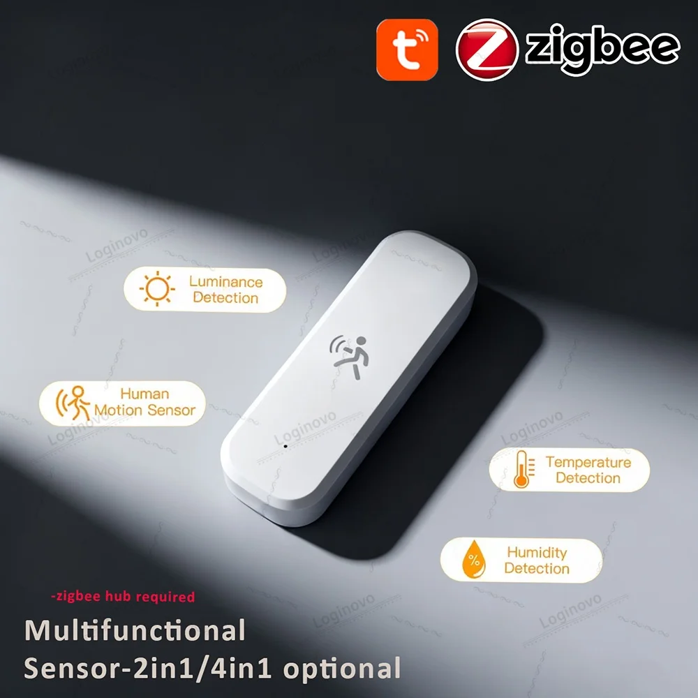 

Zigbee 3,0 ммволновый радар PIR датчик движения со световой яркостью, обнаружение температуры и влажности для автоматизации умного дома Tuya