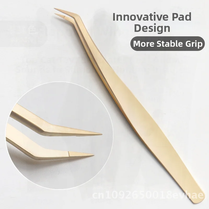 

Профессиональные высокоточные пинцеты для наращивания ресниц с золотым покрытием, зажим для перьев, инструмент из нержавеющей стали для наращивания ресниц