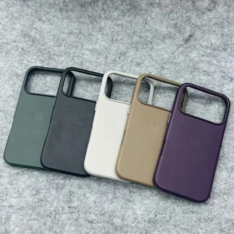 حافظة أصلية من جلد التفاح Magsafe لهاتف آيفون 17 16 14 15 Pro Max Plus 17 Pro حافظة شحن لاسلكي مغناطيسي 17 مع صندوق