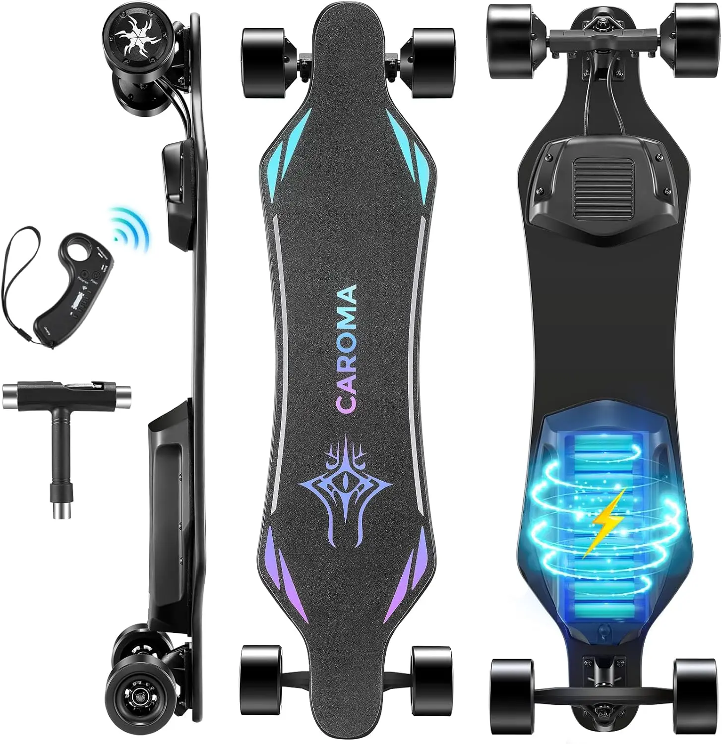 Electric Skateboard with Remote, 1200 W Brushless Motor Electric Longboard, 28 Mph Top Speed & 16/28 Miles Range