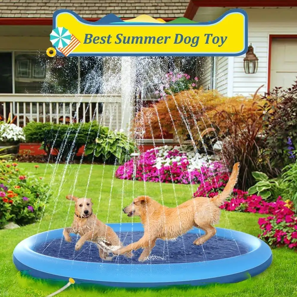 ﻿ 100/150/170cm Summer Pet  Dog Interactive Fountain Toy Pet Pool Inflatable Spray Mat Kids Outdoor Interactive Fountain Toys