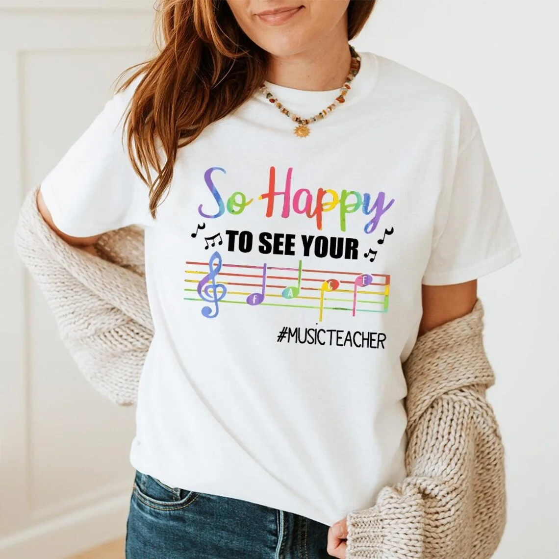 

Футболка для учителя So Happy To See Your Face, футболка для учителя музыки, рубашка для любителей музыки, футболка для учителя музыки