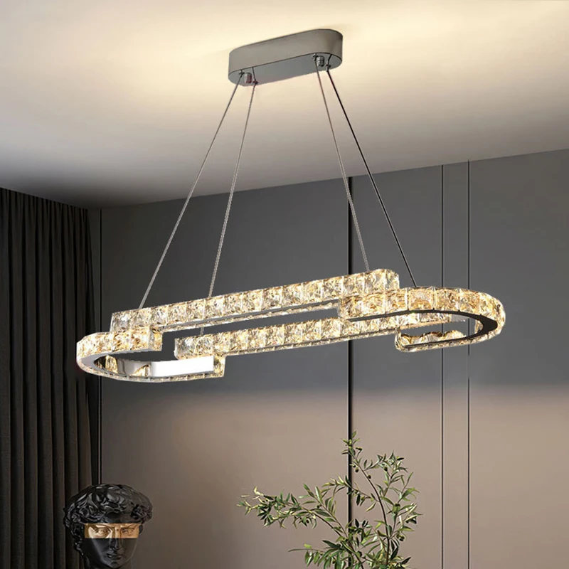 

Light luxury crystal chandelier living room lamp simple bedroom ceiling lamp dining room chandelier hotel villa crystal lamp