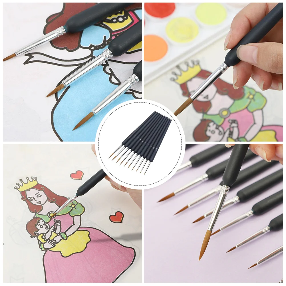 

10 Pcs Paint Watercolor Supplies Fine Detail Brush Pen Brushes for Painting Pens