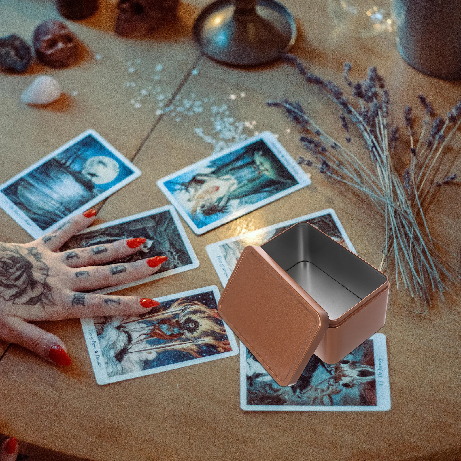 

3Pcs Metal Rectangular Tinplate Storage Boxes Rose Gold Compact Playing Card Holder Candy Cookie Container Treat Box