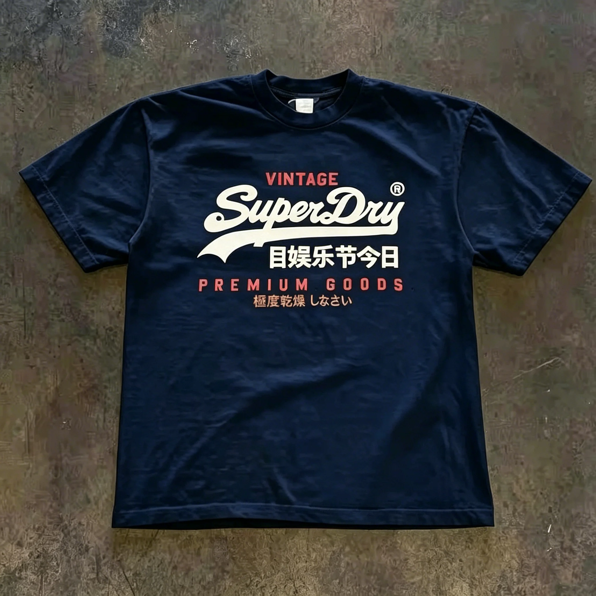 Retro SuperDry Style Japanese Logo Graphic T Shirt for Men 100_ Cotton Oversized Streetwear White 2026 New image 4