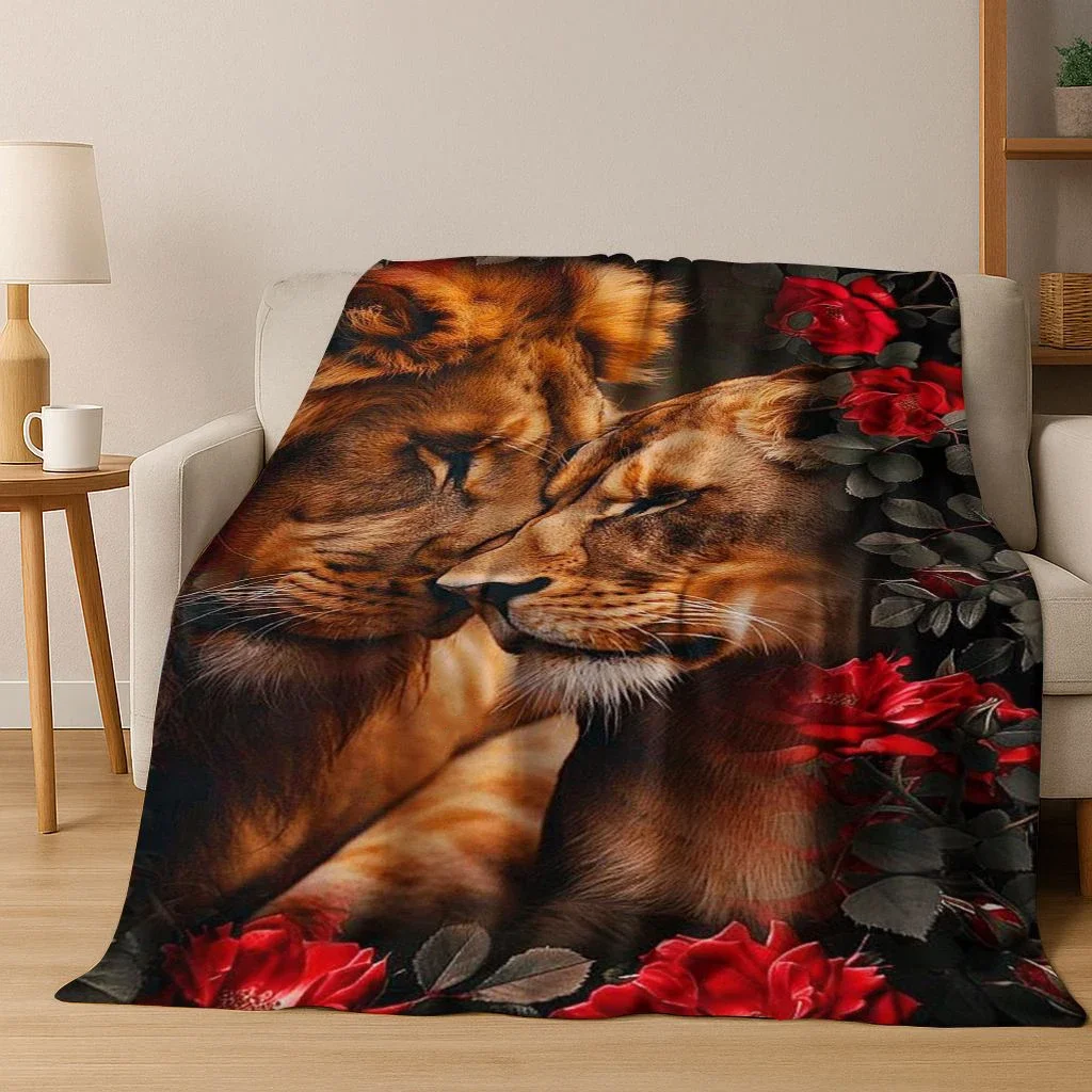 

Designs Wild Animal Lion Beast Cartoon Flannel Blanket Warm Cozy Soft Throw for Home Bedroom Bed Sofa Picnic Cover Kids