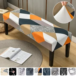 Stretch Printed Bench Cover for Dining Room Bedroom Living Home Elasticity Anti-dirty Long Chair Covers Piano Makeup Stool Case