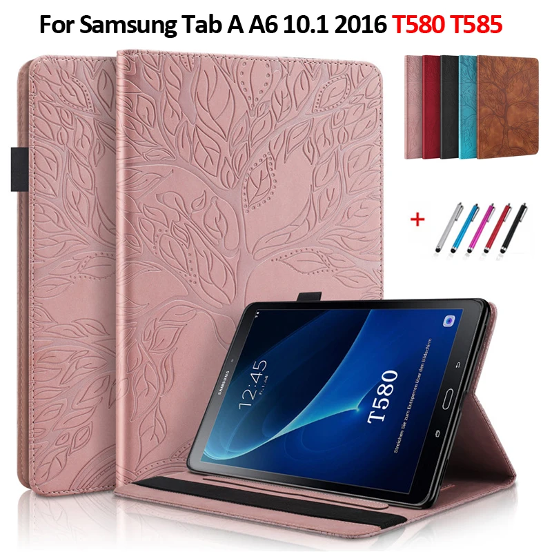 Coque for Samsung Galaxy Tab A6 Case Embossed PU Leather Wallet Tablet Funda for Samsung Galaxy Tab A 10.1 2016 Case T580 T585