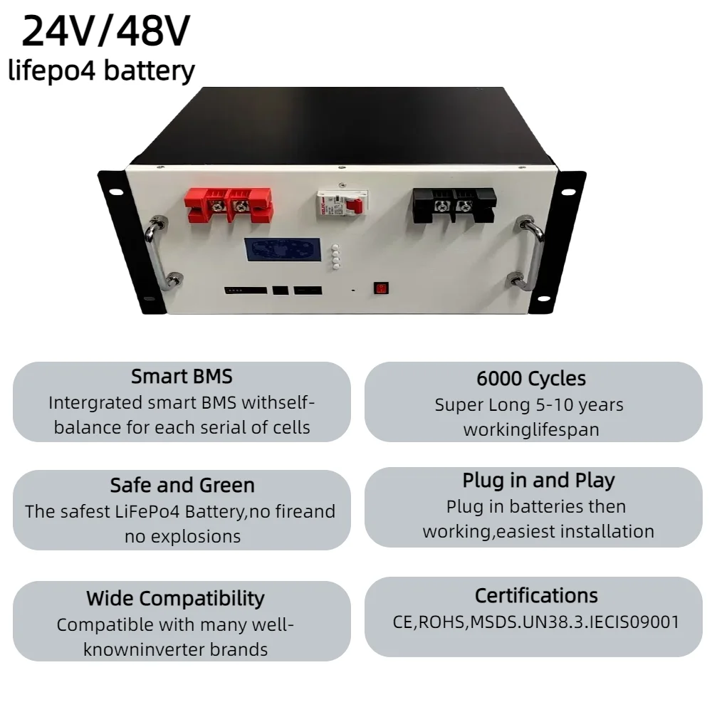 

Lithium iron phosphate battery24V48V2KW3KW5KW Photovoltaic solar50ah100ah150ah200ah Lithium battery for household energy storage