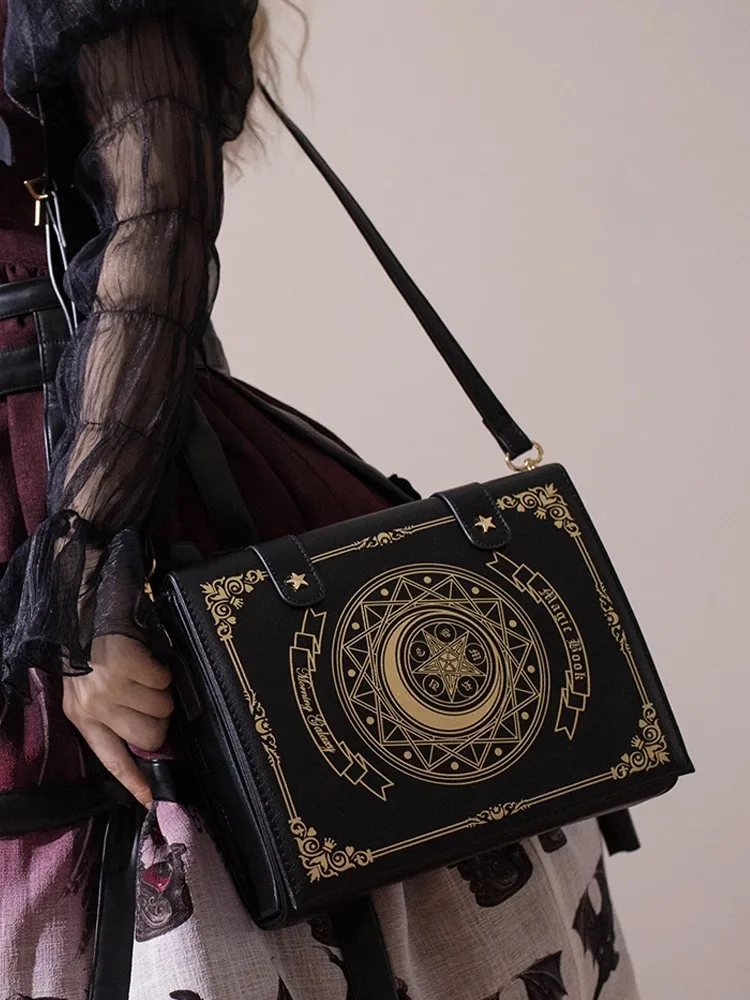 Bolsa Lolita con estampado de estrellas para niñas, bolso cruzado con estampado dorado, accesorio de Cosplay, uniforme JK para estudiantes, regalo