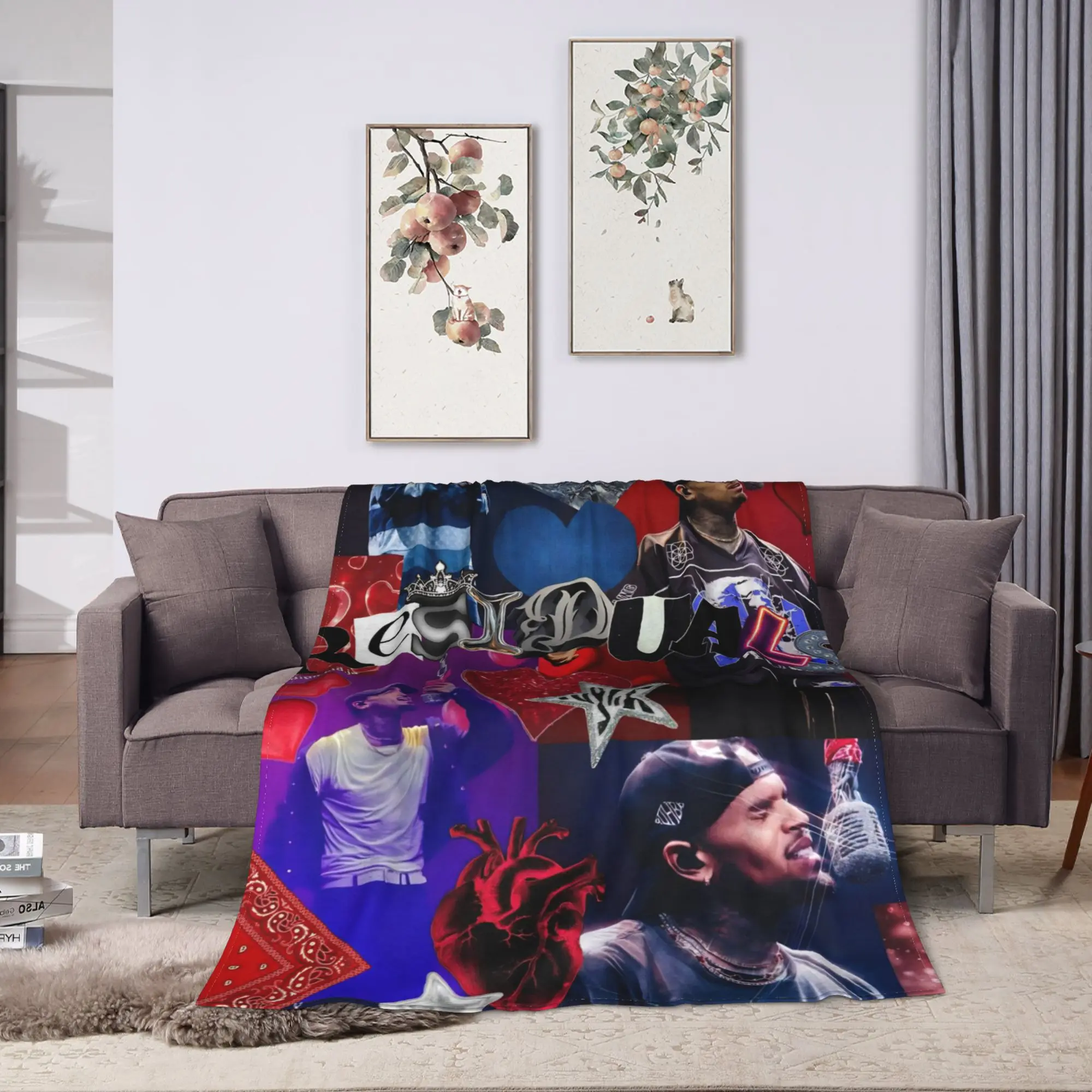 Chris Brown Breezy Bowl XX Flannel Blanket  Soft Throw Blanket for Couch Chair Airplane Travel Pattern Bedspread Sofa Bed Cover