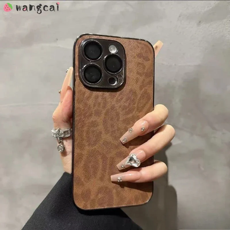 

Leopard Print Leather For Huawei Pura 70 Pro P60 P50 Mate 60 50 Pro Plus Pura70 Pura Pro Phone Case Luxury Simple Plating Cover