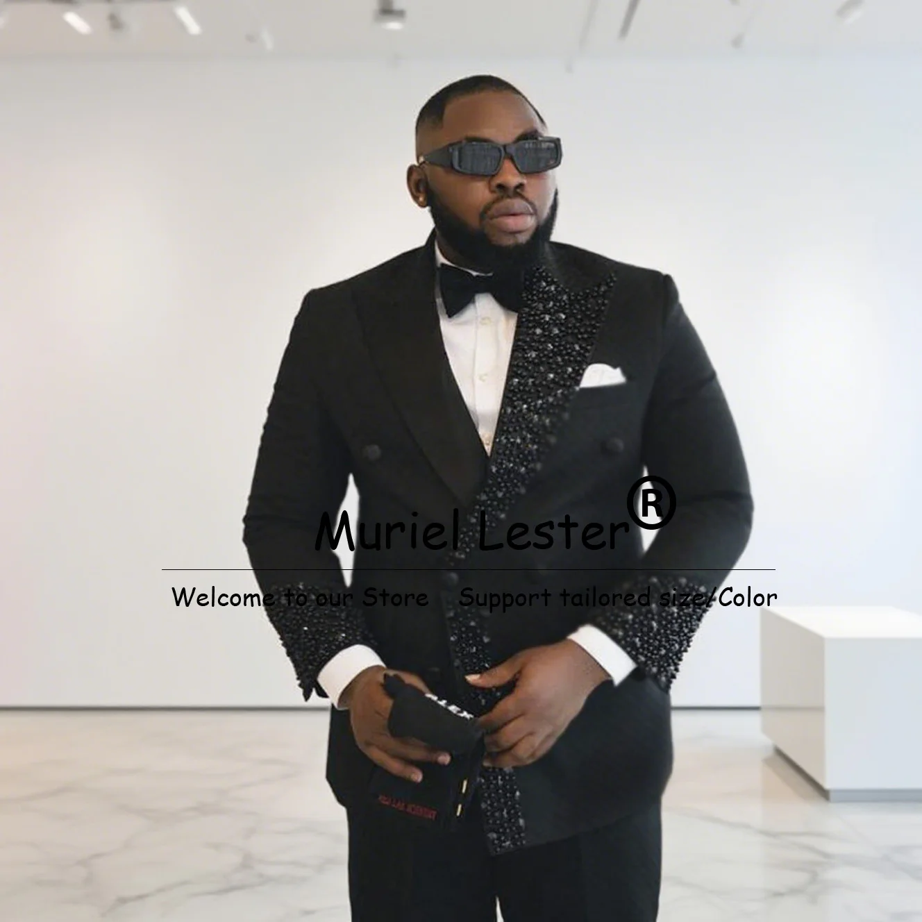 

Блестящие костюмы с бриллиантами и бисером, мужские комплекты из 2 предметов, пиджаки с шалью и этикеткой для выпускного вечера, двубортный пиджак по индивидуальному заказу, брюки, смокинги для жениха