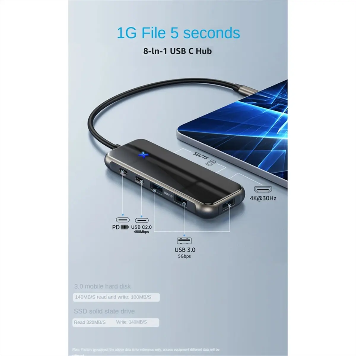 【Like】  Type C Dock 8in One USB Hub Zinc Alloy for Huawei for Apple for Macbook for Xiaomi Notebook Usb Extender