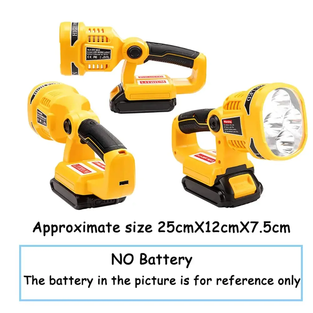 9inch 12W 1120LM Work Light for Dewalt 14.4V-20V Li-ion Battery Rechargeable Outdoor Lamp Portable LED Light Flashlight