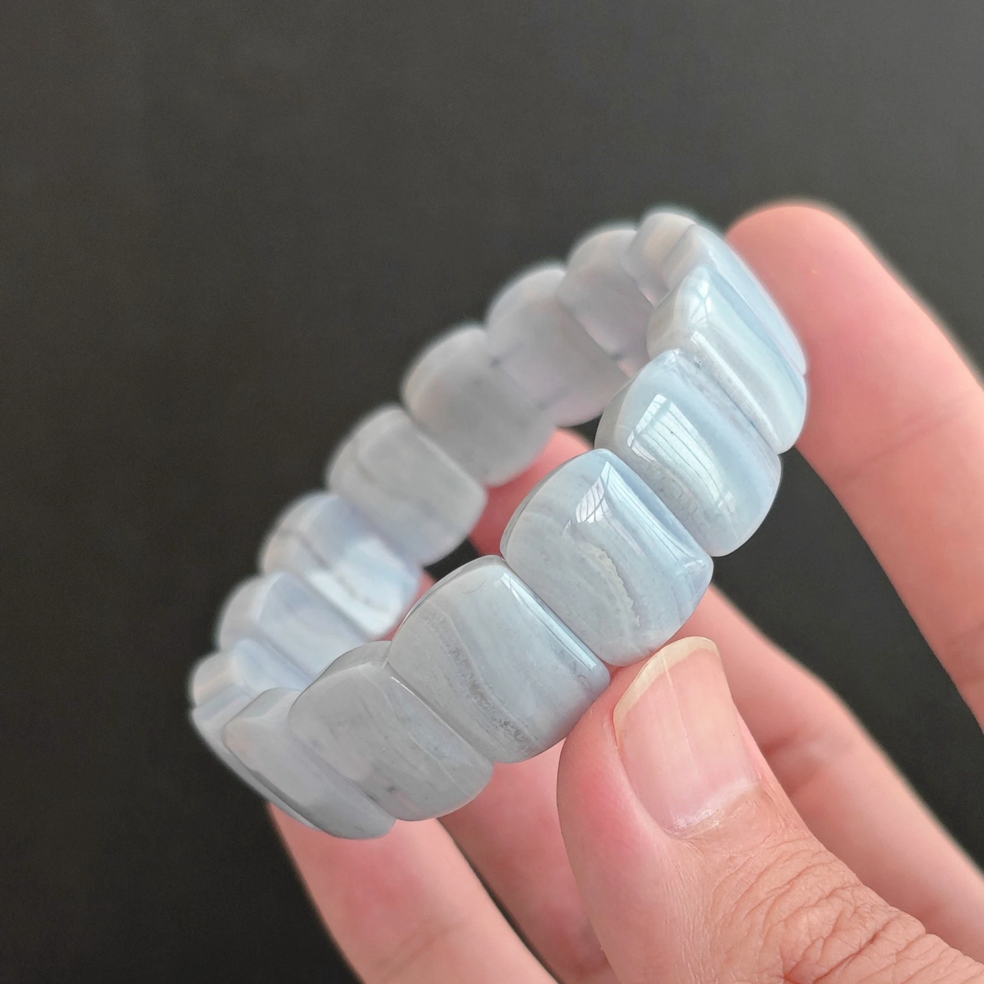 Natural Blue Lace Agate Gemstone Jewelry Accessory Sky Blue Crystal Plate Bracelet Rectangle Slab Cuff Gift Present 1 Pc