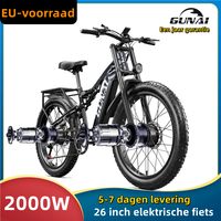 EU Stock 2000W Electric Bicycle Dual Motor, GUNAI 26Inch Off Road Fat Tire 48V 17AH Battery Moutain Electric Bike with Mudguard