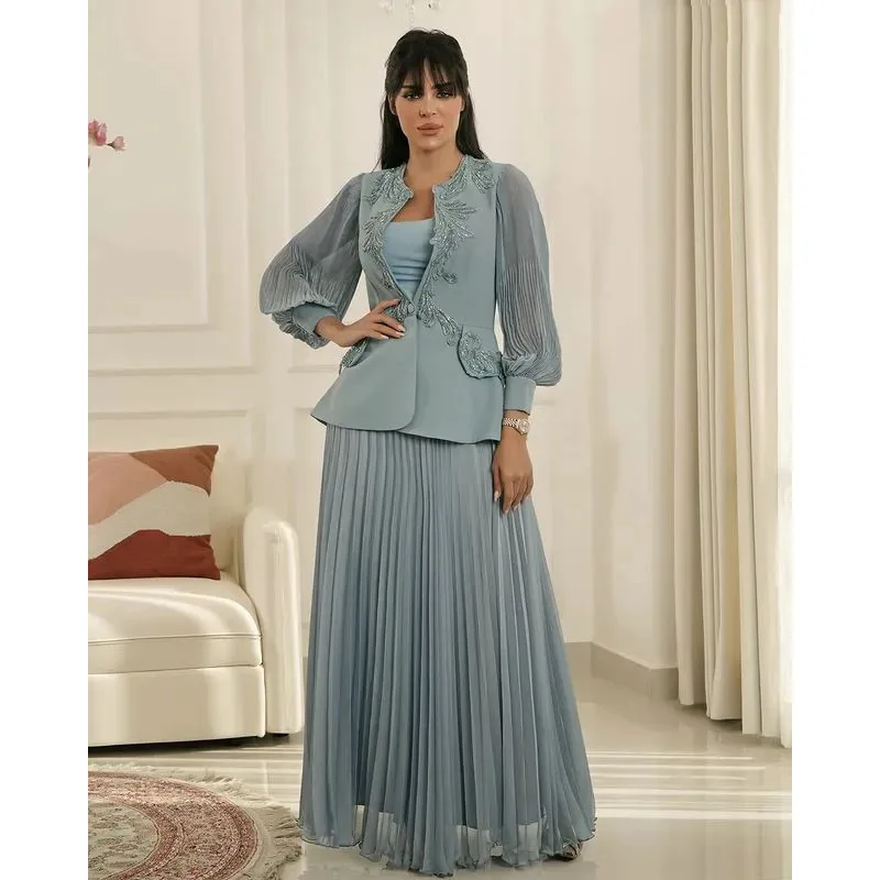 Customized 3 Pieces Elegant Long Evening Dresses for Special Occasions A-Line Arabia Dubai Women Gala Prom Party Gowns 2025