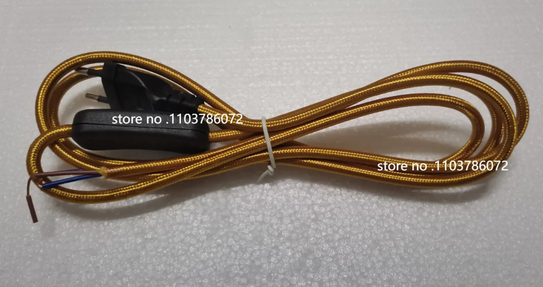 220V AC Power Cords With European Plug Switch Classic Fabric Textile Covered Flex Cable Wire Extension Cord for Table Lamp