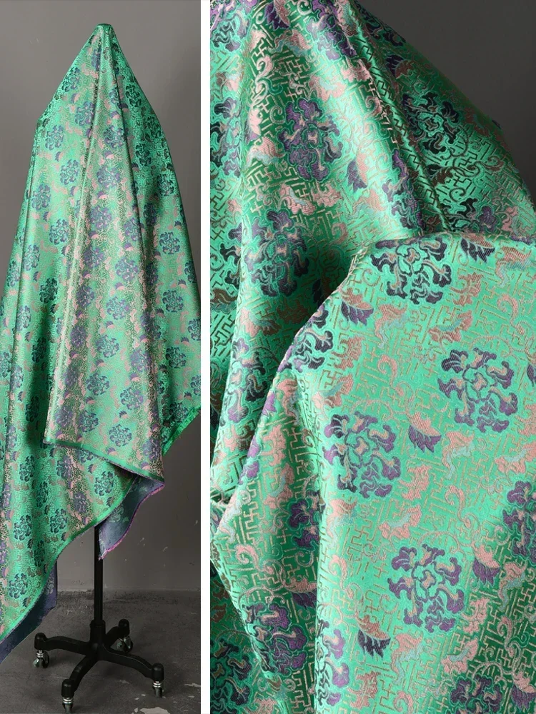 

Парчовая жаккардовая ткань, зеленая шелковая одежда Hanfu, оптовая продажа, ткань для шитья одежды по метрам, материал «сделай сам»