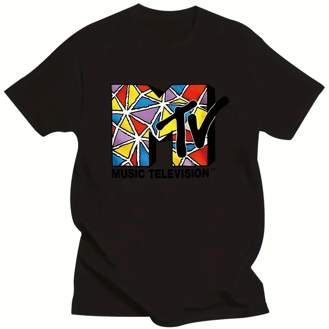 

Plus Size Men's Cotton T-Shirt - MTV Music Television Graphic Vintage 80s Retro Design Short Sleeve Regular Fit Casual Tee