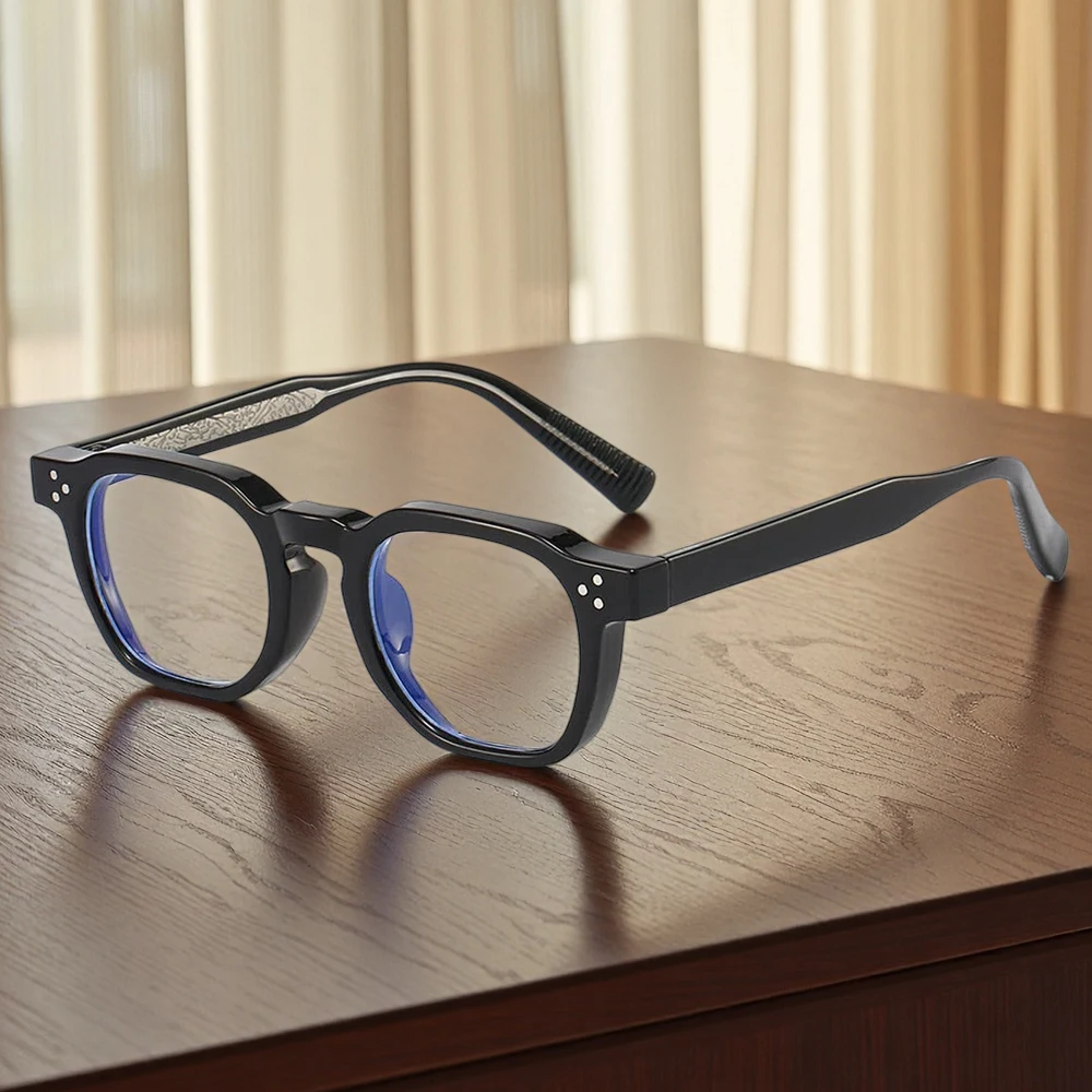 

Luxury Round Anti-blue Light Glasses Men Women Retro Rivet Sun Glasses Male Fashion Business Daily Decorative Glasses