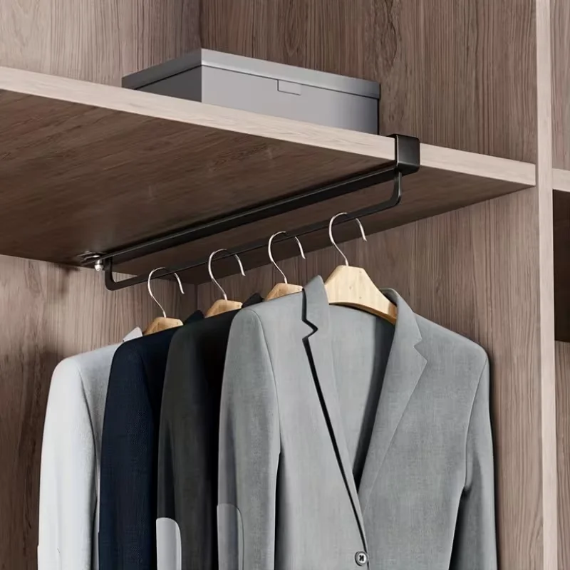 3pcs Wardrobe Hanging Rail Top Mounting Rail Closet Interior Clothes Hanging Rod Clothes Organizer Space-Saving Storage Pole
